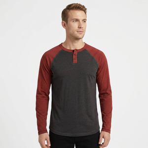 Unisex <b>Raglan</b> <b>T</b>-<b>Shirt</b> 100% Cotton Solid Knitted Casual Slim Fit Long <b>Sleeve</b> Contrast <b>Sleeve</b> OEM Custom Logo Printing - Product Image 1
