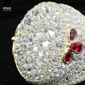 럭셔리 9K-18K 금 남성용 약혼 반지, 모자이크 파베 랩 다이아몬드 & 루비 힙합 반지, IGI/GIA 인증 - Product Image 2