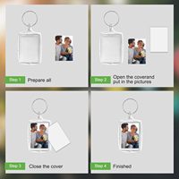Porte-clés rectangulaire en acrylique vierge pour photos, kit de porte-clés personnalisé, fournisseur d'usine OEM en gros