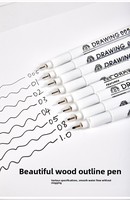 Stylos à pointe fine en plastique noir et PLA imperméables pour l'école, le bureau, l'écriture, le dessin, le traçage, la conception, la calligraphie, ensemble de stylos