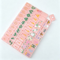160PCS Ubin Mahjong Amerika Bertema Persik Georgia |   Set Mahjong Akrilik Lapis Tunggal dengan Pola Bunga & Hewan Kustom OEM