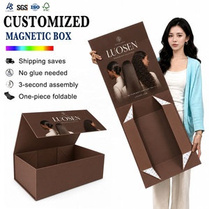 Boîte cadeau pliante de luxe à fermeture magnétique, design personnalisé, emballage rigide en carton, boîte de luxe pour perruques et vêtements - Product Image 1