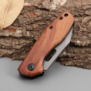 Mini 101 ngoài trời di động gấp dao với tay cầm bằng gỗ lưỡi thép không gỉ cắm trại công cụ với OEM tùy biến món quà dao - Product Image 4