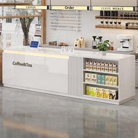 QT-250X Comptoir de caisse personnalisable YHSYT-2503 pour les magasins de thé au lait, d'aliments pour animaux et de supermarchés, design moderne et minimaliste avec rangement