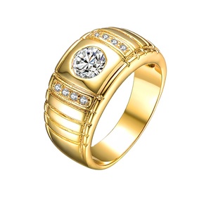 Men Ring Best Simple Designs 925 Sterling Silver Cz Gold Plated Men Ring For Wedding