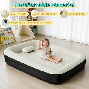 Black and White Kids <b>Inflatable</b> Travel Bed with Safety Rails for Toddlers Camping Home - Product Image 5