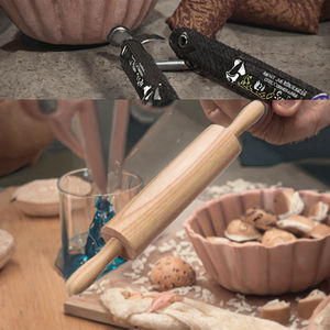 Factory Direct IBS Eco-Friendly Wooden <b>Rolling</b> <b>Pin</b> with Striped <b>Pattern</b> Dishwasher Safe 48cm Length - Product Image 3