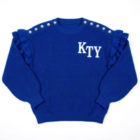 Pull-over en tricot ample à col rond et épaules volantées pour femme, grande taille, vente en gros d'usine, collection automne-hiver