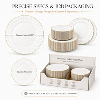Assiettes jetables rétro à bord doré en gros, ensembles d'assiettes en plastique à motifs floraux, vaisselle de luxe 10,25 pouces pour desserts et apéritifs