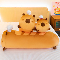 Coussin en peluche Capybara en forme de baguette avec cornes, poupée en peluche, rembourrage en coton PP, peluches douces pour enfants