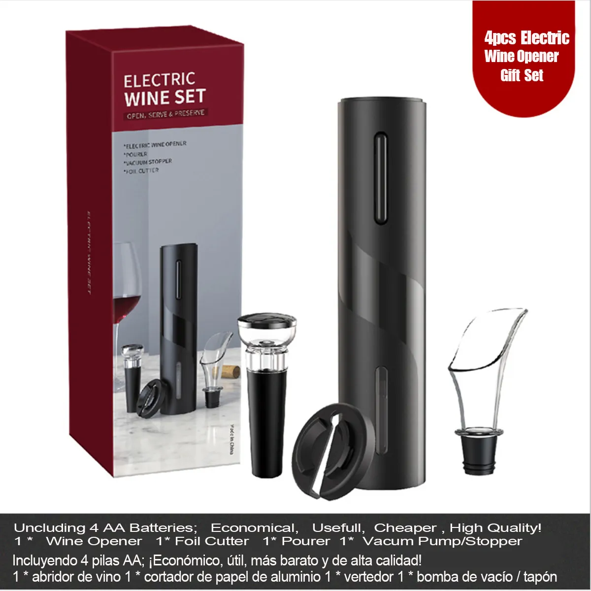 Zbpasl-Amazon Hot Koop Wijn Accesory Set Elektrische Kurkentrekker Elektrische Wine Opener Gift Set Voor Gemakkelijk Leven