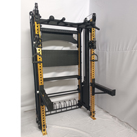 LongGlory plegable multifuncional 3D Smith Machine Cable Crossover Trainer plegable Power Rack para uso doméstico y gimnasio