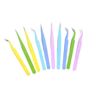 Pinces colorées populaires, pinces à sourcils courbées en acier inoxydable, pinces portatives pour démontage électronique, extensions de cils - Product Image 5