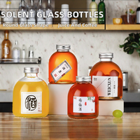 Bouteille en verre ronde mate Solent 500ml 350ml 250ml avec bouchon en aluminium pour jus, café et autres boissons