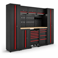 Suite d'armoires de garage modulaires en acier avec chariot à outils mobile et casiers muraux OEM pour garages modernes