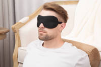 Masque pour les yeux 3D confortable en polyester/spandex et oreiller de voyage avec rembourrage en PU, antibactérien, respirant, portable pour le bureau et les voyages