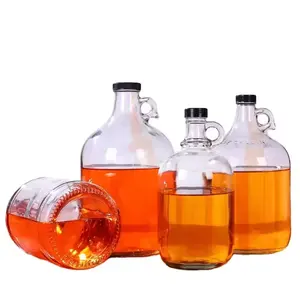 Transparent One Gallon 3.7l Glass Jug Kitchen Craft Wine Bottles With Airtight Screw Caps