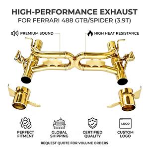 Sistema de Escape Catback Vortex de Titanio Chapado en Oro con Tubos con Válvulas para Ferrari 488 GTB Spider 3.9T 2015-2019, Kits de Modificación Atornillables - Product Image 1