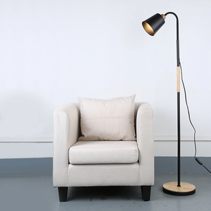 Modern LED Floor Lamp Plug-In Middle Size Metal & Wooden Black/<b>White</b> 3000K/6500K Home Lighting for Living Room <b>Bedside</b> Bedroom - Product Image 4