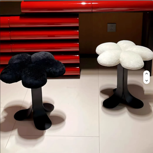 Tabouret de luxe pour coiffeuse de chambre principale, tabouret simple pour table de maquillage, tabouret rond en acier inoxydable pour usage domestique. - Product Image 6