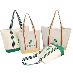 FULIYA, bolsos de compras reutilizables al por mayor para mujer, bolso de mano de lona de algodón reciclado con logotipo personalizado