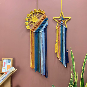 Fournisseur direct d'usine Nouvelle tapisserie à franges colorées Étoile Lune Soleil <span class=keywords><strong>Attrape</strong></span>-rêves Décoration murale bohème Jeté Haute qualité - Product Image 3