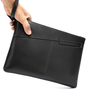 Genuine Leather Men's Waterproof Zipper Closure Organizer <b>Wristlet</b> <b>Clutch</b> <b>Bag</b>-Portable Business & Daily Use Fashion Design - Product Image 3