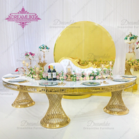 Mesa de Comedor Moderna de Acero Inoxidable en Forma de Serpentina, Muebles de Lujo para Bodas y Salones de Banquetes de Hotel