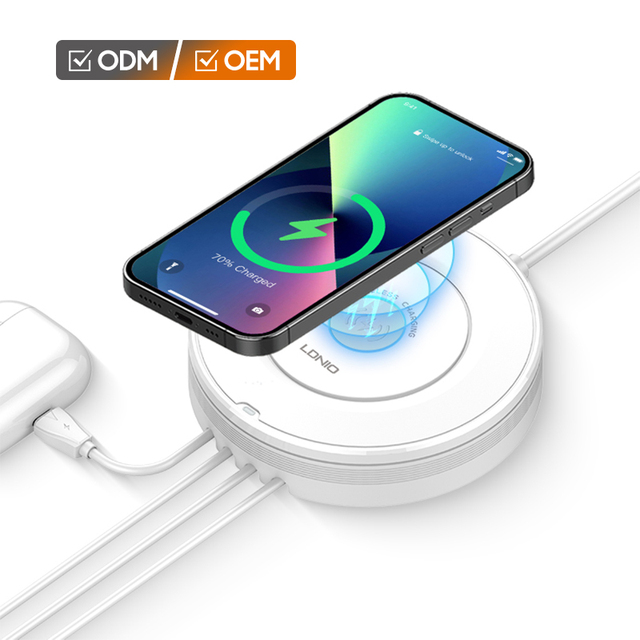 LDNIO New AW003 White Desktop Wireless Charger 4 USB Port Support 18W QC3.0 20W PD Fast Charger for iPhone