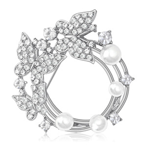 เข็มกลัดโลหะผสมชุบทองรูปดอกไม้พร้อมดีไซน์เจาะรูประดับพลอยหลากสีสำหรับผู้หญิงของขวัญแต่งงานเครื่องประดับคุณภาพสูง - Product Image 3