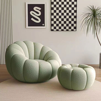 Fauteuil de sol moderne en velours doux en forme de citrouille, fauteuil de détente pour la maison, idéal pour les petits coins d'appartement