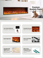 Cheminée électrique encastrée dans un meuble, surface en verre trempé, flamme réglable, affichage LED, télécommande anglaise, commande par application