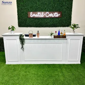 Rustic Wood Carved Bar For Restaurant Wedding Banquet Rental