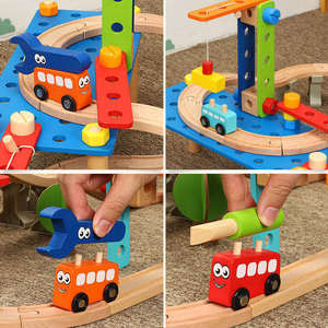 Yrack Train de course électrique en bois pour enfants, jouets de chemin de fer éducatifs pour tout-petits - Product Image 5