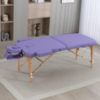 Taşınabilir Katlanabilir Masaj Masası Kayın Ağacı Çerçeveli Yüksek Yoğunluklu Sünger PU Yüzeyli Ayarlanabilir Başlıklı Spa ve Salon İçin