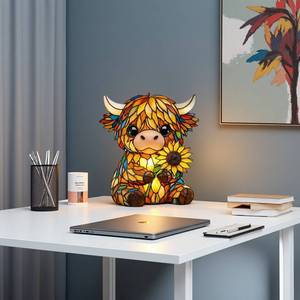 Colorful Highland Bull LED Night Light Resin Ornament Tap Control <b>USB</b> Powered Cartoon Animal Statue For Home Decor - Product Image 2