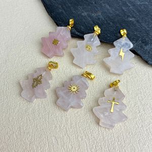 Cadeaux de Noël tendance : Pendentif en cristal de quartz naturel sculpté en forme de sapin avec breloque œil pour cadeau de fêtes - Product Image 6