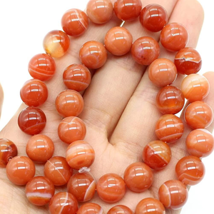 Natural Red Striped Banded <strong>Agate</strong> Energy Stone Healing Power for Jewelry Making DIY Round Loose <strong>Bead</strong> - Product Image 2