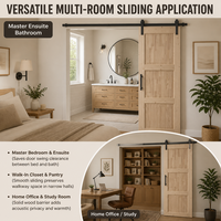 Pintu Gudang 3 Panel Kayu Spruce Solid 80 inci, Sudah Terpasang, Tebal 1,38 inci, Tanpa Finishing, Interior untuk Kamar Tidur Gaya Kolonial Farmhouse (Hanya Slab)