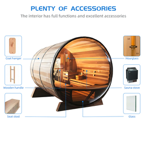 Sauna extérieur rond en bois avec fenêtre <span class=keywords><strong>panoramique</strong></span> pour la détente familiale, sauna en baril de cèdre - Product Image 5