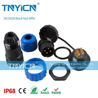 Hoya — câble de prise électrique étanche à 4 broches pour montage au panneau M20 SD20, écrou arrière 25a, pour utilisation en extérieur circulaire, métallique, mâle et femelle, connecteur
