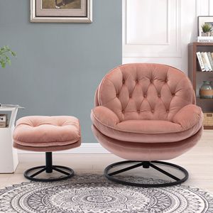 DB Luxury Modern Sherpa Accent Chair for TV Living Room Bedroom or Home Office Pink <b>Sofa</b> with Ottoman-for <b>Hotels</b> - Product Image 4