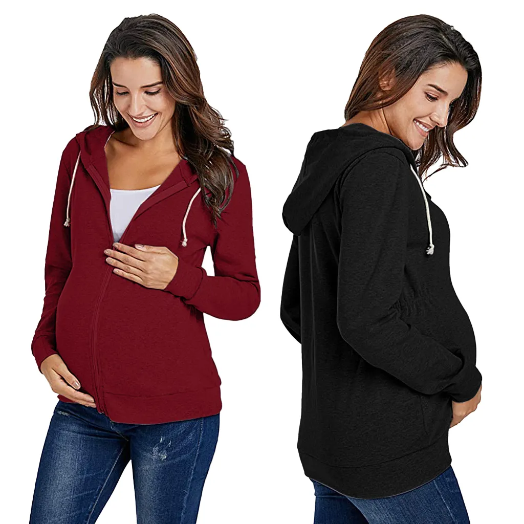 Sudaderas con capucha cremallera abrigo de invierno con capucha para mujeres embarazadas bebé chaqueta de abrigo de ropa de maternidad espesar