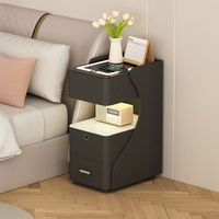Table de chevet intelligente de luxe européenne personnalisée en bois massif, multifonctionnelle, à hauteur réglable, avec lecteur d'empreintes digitales sans fil, sécurisée, directement de l'usine