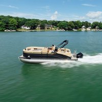 Bateau ponton de luxe en aluminium soudé de 7,5 m (25 pieds) avec canapé, idéal pour les fêtes en famille, moteur hors-bord de 150 CV, vitesse de 40-50 km/h, télécommande