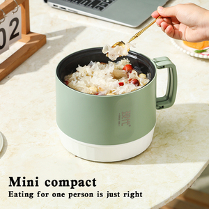 Nồi điện đa năng màu xanh đang thịnh hành, có lớp chống dính, nhỏ gọn, gấp gọn được, tiện dụng khi đi du lịch, nấu mì, hấp, lẩu - Product Image 2