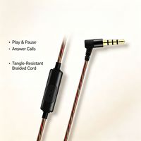 Earphone In-Ear Kayu Alami Dairle W43 dengan Mikrofon, Headphone Berkabel 3.5mm (Kabel 1.2m) untuk Ponsel dan Laptop