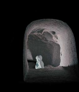 El Yapımı Çin Büyük Bahçe Doğal Taş Zen Mum Fenerleri Küçük Keşiş Buda Heykeli ile - Product Image 2