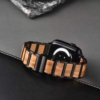 Correa de Reloj Universal de Madera y Acero Inoxidable de 20 mm, Ajustable y Cómoda, Compatible con Apple Watch y Relojes Inteligentes Estándar