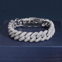 Bracelet cubain en argent 925 plaqué or, serti de zircons, forme lune 13 mm, style hip-hop, pour homme, cadeau de mariage ou de fête, expédié depuis l'entrepôt américain